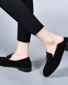 Shoes Female Spring Black Sheepskin Single Single Shoes Simple Founded Founded Shoes Lazy Shoes Doudou Shoes