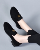 Shoes Female Spring Black Sheepskin Single Single Shoes Simple Founded Founded Shoes Lazy Shoes Doudou Shoes