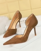 Retro Wind Banquet Women's Shoes Symnoma High Heel Polying Side Hollow Single Single Shoes High Heels