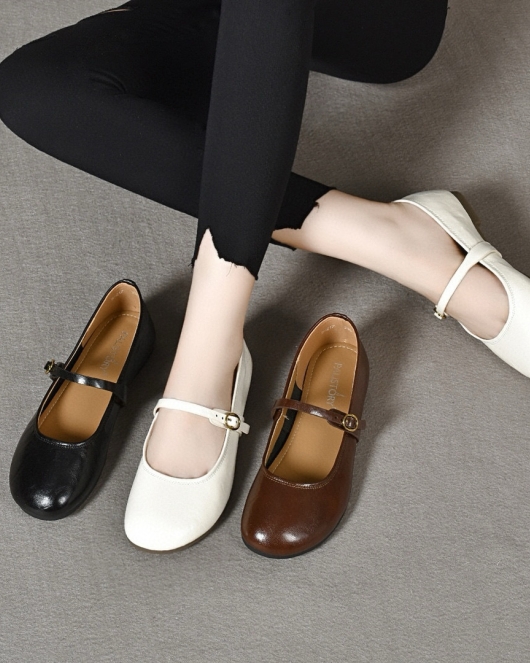 Mary Zhen Shoes Female Spring and Summer Round Bottlin, Light, Flat Flat Shoes Single Shoes Lazy Shoes