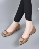 Round head light mouth flat shoes Women's shoes spring and summer header cowhide cubes low -top shoes lazy shoes