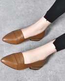 Women's shoes Early spring pointed heels of foreign -qi head layer cowhide small single shoes comfort shoes women's work shoes