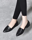 Women's shoes Early spring pointed heels of foreign -qi head layer cowhide small single shoes comfort shoes women's work shoes