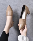 Women's shoes Early spring pointed heels of foreign -qi head layer cowhide small single shoes comfort shoes women's work shoes