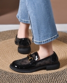 Net yarn shoes spring and summer small incense wind fashion casual cattle patent leather breathable round head low heel small leather shoes