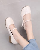 Round -headed shoes Women's shoes spring and summer with flat bottom shoes leather bean bean shoes soft soles soft face light mouth baby shoes