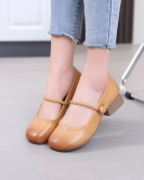 Round -headed shoes Women's shoes spring and summer with flat bottom shoes leather bean bean shoes soft soles soft face light mouth baby shoes