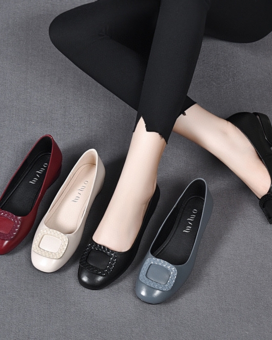 Flat Single Shoes Spring and Summer Round -head Light -bottomed Flat Shoes Comfortable Formula Working toe -toe layer Cowhide Women's Shoes