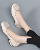 Flat Single Shoes Spring and Summer Round -head Light -bottomed Flat Shoes Comfortable Formula Working toe -toe layer Cowhide Women's Shoes