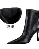 Retro Feng Banquet short boots ultra -high heels with pointed winter seasons side zipper short boots children boots