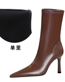 Wind simplicity, fine heel banquet short -heeled women's boots, pointed feet slim feet, thin heel boots