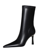 Wind simplicity, fine heel banquet short -heeled women's boots, pointed feet slim feet, thin heel boots