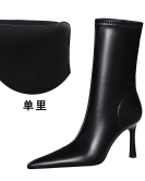 Wind simplicity, fine heel banquet short -heeled women's boots, pointed feet slim feet, thin heel boots