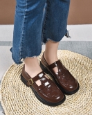 Retro small leather shoes female spring and summer header cow leather fashion single shoes round head woven flat shoes