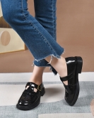 Retro small leather shoes female spring and summer header cow leather fashion single shoes round head woven flat shoes