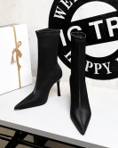 Retro style Fashion sexy shows thin banquet short boots ultra -high -heeled pointed winter women's boots and short boots