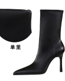 Retro style Fashion sexy shows thin banquet short boots ultra -high -heeled pointed winter women's boots and short boots