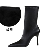 Retro style Fashion sexy shows thin banquet short boots ultra -high -heeled pointed winter women's boots and short boots