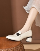 Sipper shoes Female spring seasons Founded light -mouth small single shoes, two high -level small leather shoes female four seasons shoes