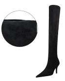 Wind and simple winter boots wine glass heel high -heeled pointed fluffy face sexy and thin -knee boots