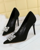 Banquet Women's Shoes High Heel Symatic Velvet, Everbone Sipper Tie Diamond Caps Ultra -High Heel Single Female Woman