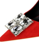 Banquet Women's Shoes High Heel Symatic Velvet, Everbone Sipper Tie Diamond Caps Ultra -High Heel Single Female Woman