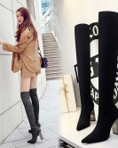 Fashionable Metals and High -Hee Sipper Sexy Nightclubs Short Wool over -the -knee boots