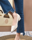 Shoes Spring and Summer Comfortable Western Gel Cowhide Temperature Low Pointed Flat Single Single Shoes Working Shoes