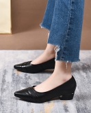 Shoes Spring and Summer Comfortable Western Gel Cowhide Temperature Low Pointed Flat Single Single Shoes Working Shoes