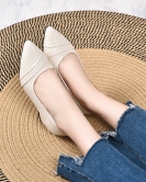 Shoes Spring and Summer Comfortable Western Gel Cowhide Temperature Low Pointed Flat Single Single Shoes Working Shoes