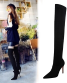 Fashionable high -heeled elastic Laika thin heel sexy nightclub show thin and knee boots