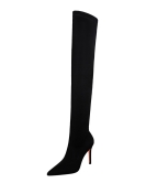 Fashionable high -heeled elastic Laika thin heel sexy nightclub show thin and knee boots