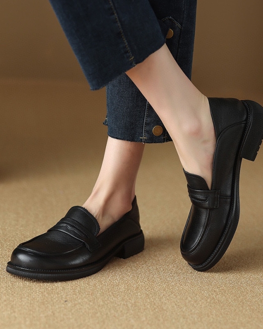 Shoes Women's Shoes Spring Black Head Forest Leather Basic Skin Shoes Academy Single Single Shoes