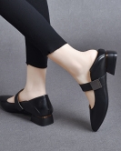 Poly head shoes Mary Zhen shoes spring simple temperament shallow mouth low heel buckle shoes women's flat shoes